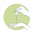 Piktogramm mit Tropfen eines Hautserums, das in eine Hand gegossen werden, Teil einer Routine für reine Haut.